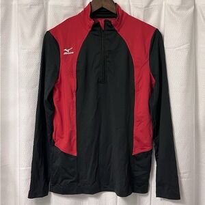 Mizuno DryLite Small 1/4 Zip Red & Black Pullover Performance Athletic EXCELLENT